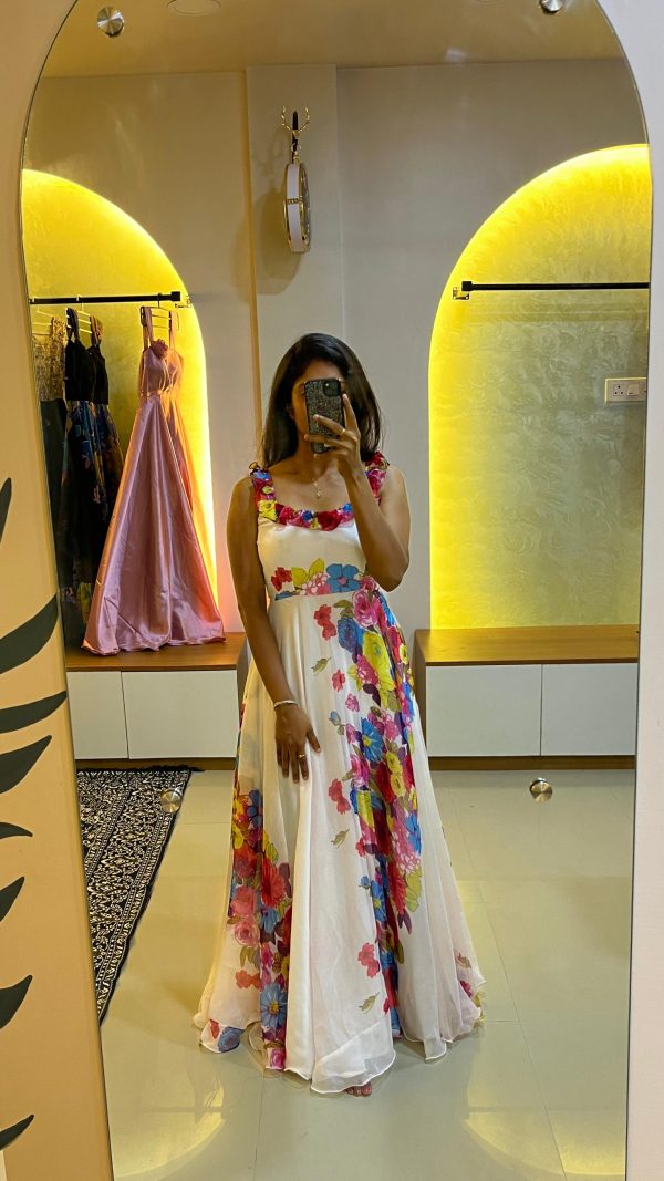 Floral white gown